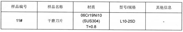 干磨刀片SUS304不锈钢成分分析