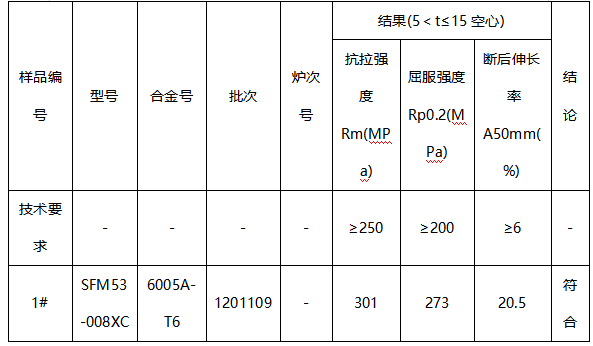 6005A/T6铝型材成分分析-拉伸性能测试