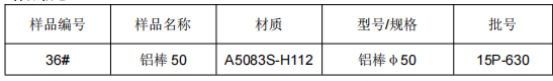 铝棒φ50铝合金成分分析