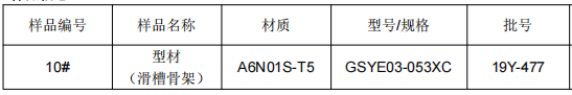 动车滑槽骨架铝合金成分分析