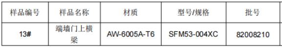 高铁端墙门上横梁铝合金成分检测