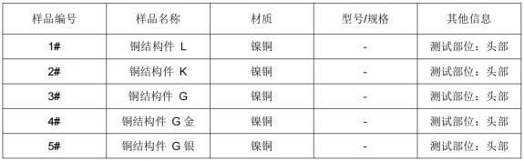 镍铜结构件G银成分测试